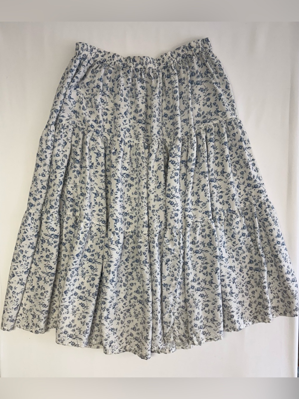 Vintage 90’s Tantrums White and Blue Floral Tiered Maxi Skirt - Picture 3 of 8